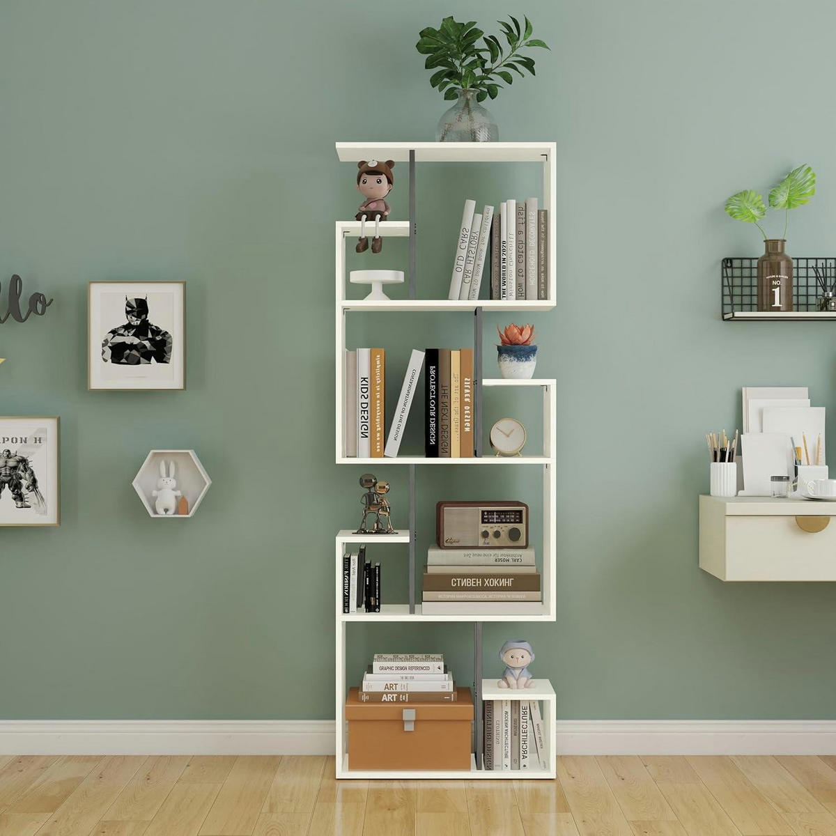 BÜCHERREGAL Manora Weiß 60 x 24 x 174 cm - Weiß, Holzwerkstoff (60/174/24cm)