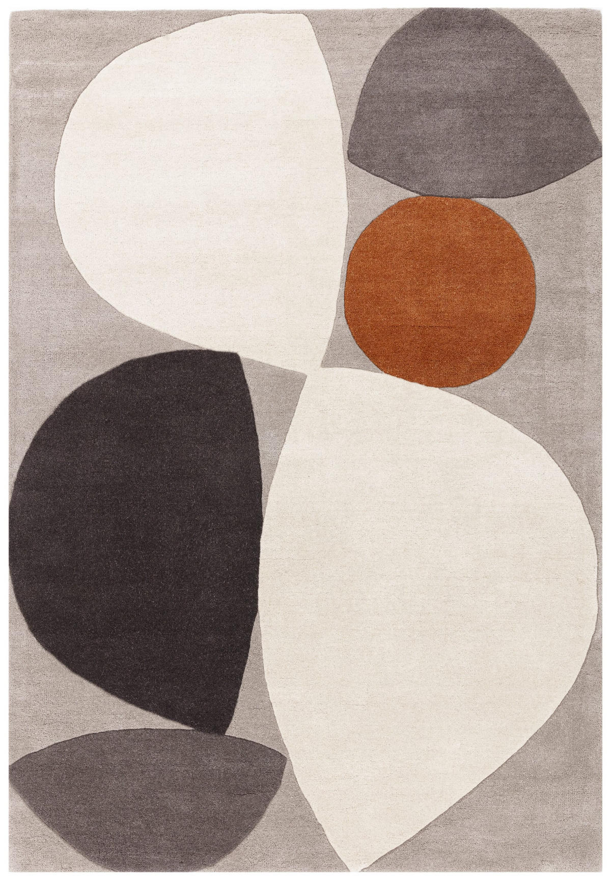 TEPPICH Wolle handgetuftet abstrakt Mid-Century ELAN-Mouzon, Silbergrau 120x170 cm - Silberfarben, Textil (120/170cm) - KADIMA DESIGN