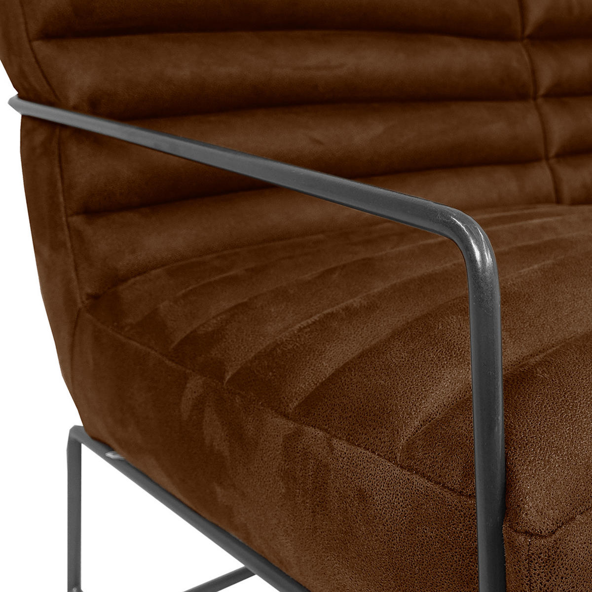 2-SITZER SOFA - Antiklederlook - Braun, Textil/Metall (121/81/78cm) - home24