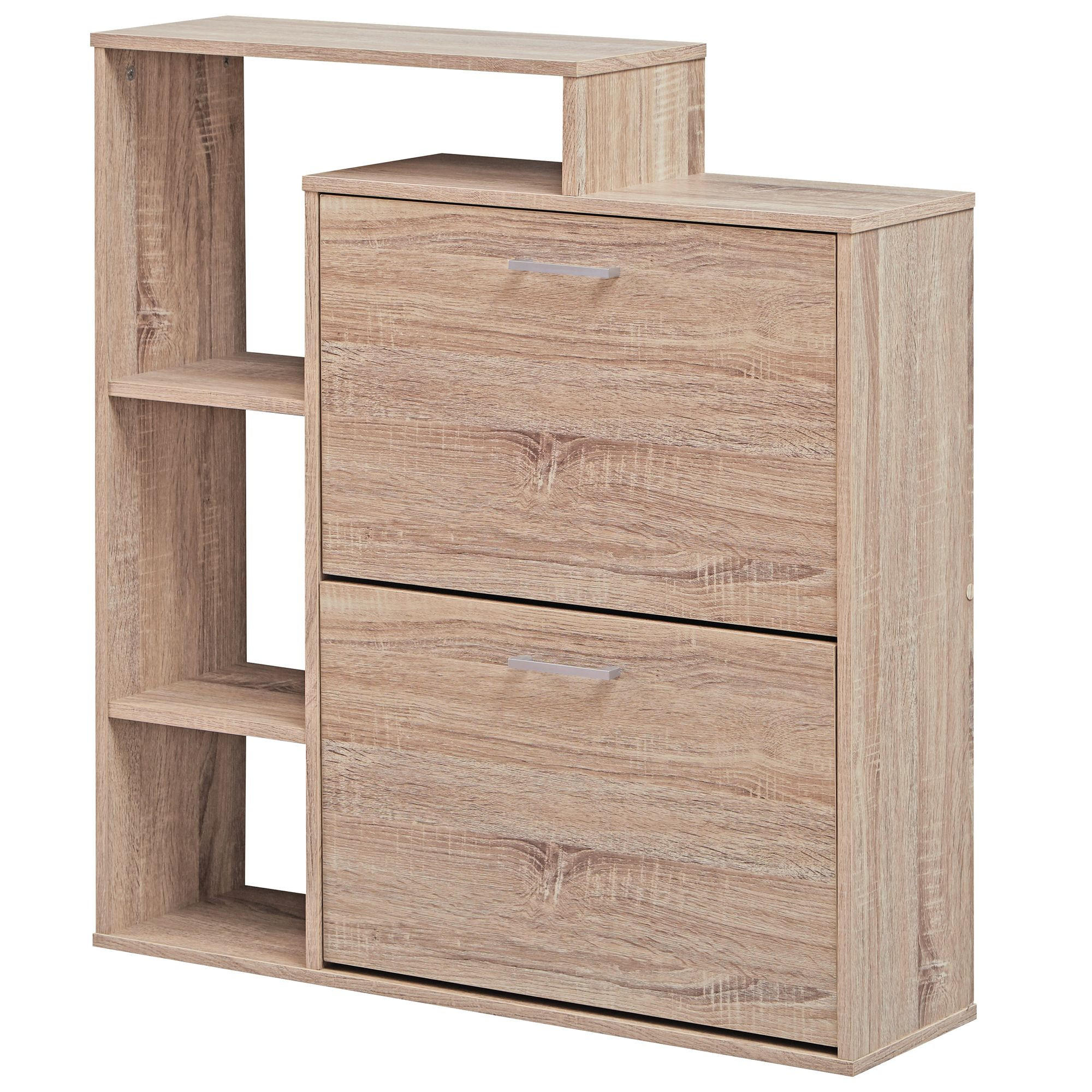 SCHUHKIPPER – Sonoma Eiche, 85x24x93 cm, 2 Fächer, für ca. 12 Paar Schuhe - Beige, Holzwerkstoff (85/93/24cm) - KADIMA DESIGN