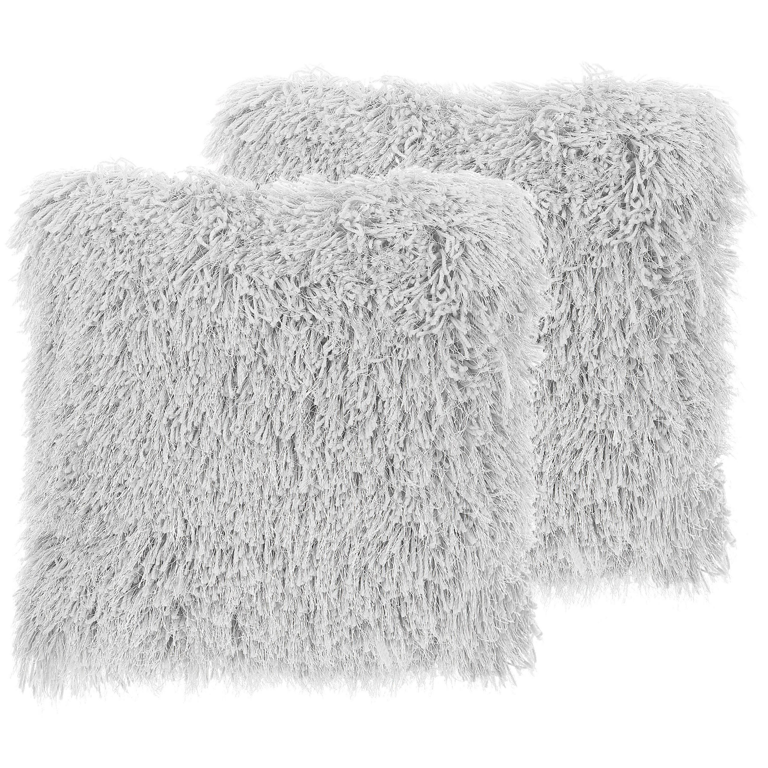 DEKOKISSEN 2er-Set Hellgrau 45/45 cm Cide - Hellgrau, Textil (45/45cm) - Beliani