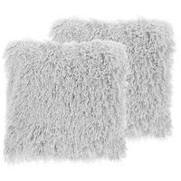 DEKOKISSEN 2er-Set Hellgrau 45/45 cm Cide - Hellgrau, Textil (45/45cm) - Beliani