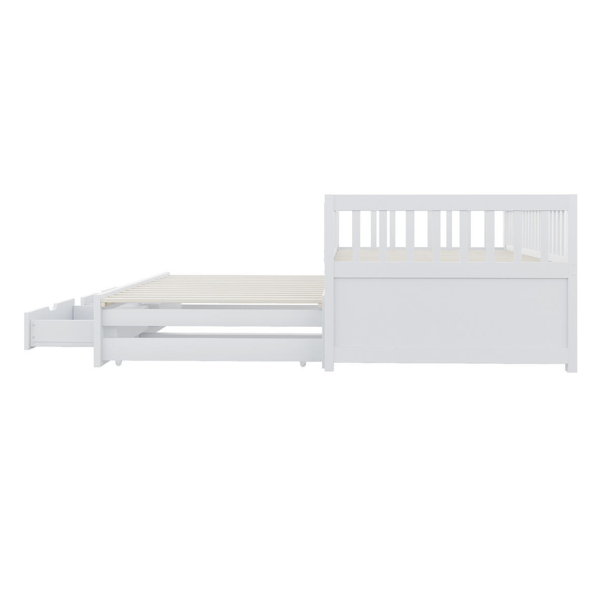 ETAGENBETT 90/200 cm weiß aus Holz mit Ausziehbett - Weiß, Holzwerkstoff (90/200cm) - OKWISH