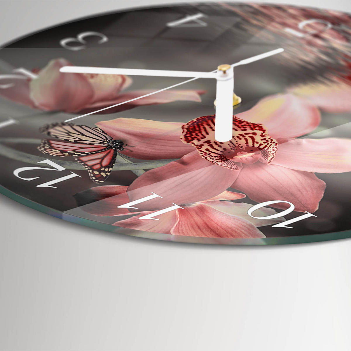 WANDUHR fi30 cm - Orchidee - Pink, Glas (30/30/0.4cm) - TULUP