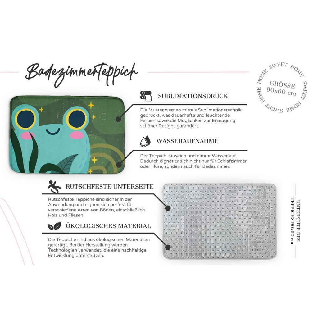 Thumbnail - Tulup Badteppich, Schwarz, Textil, 90x60 cm, Badtextilien, Badematten