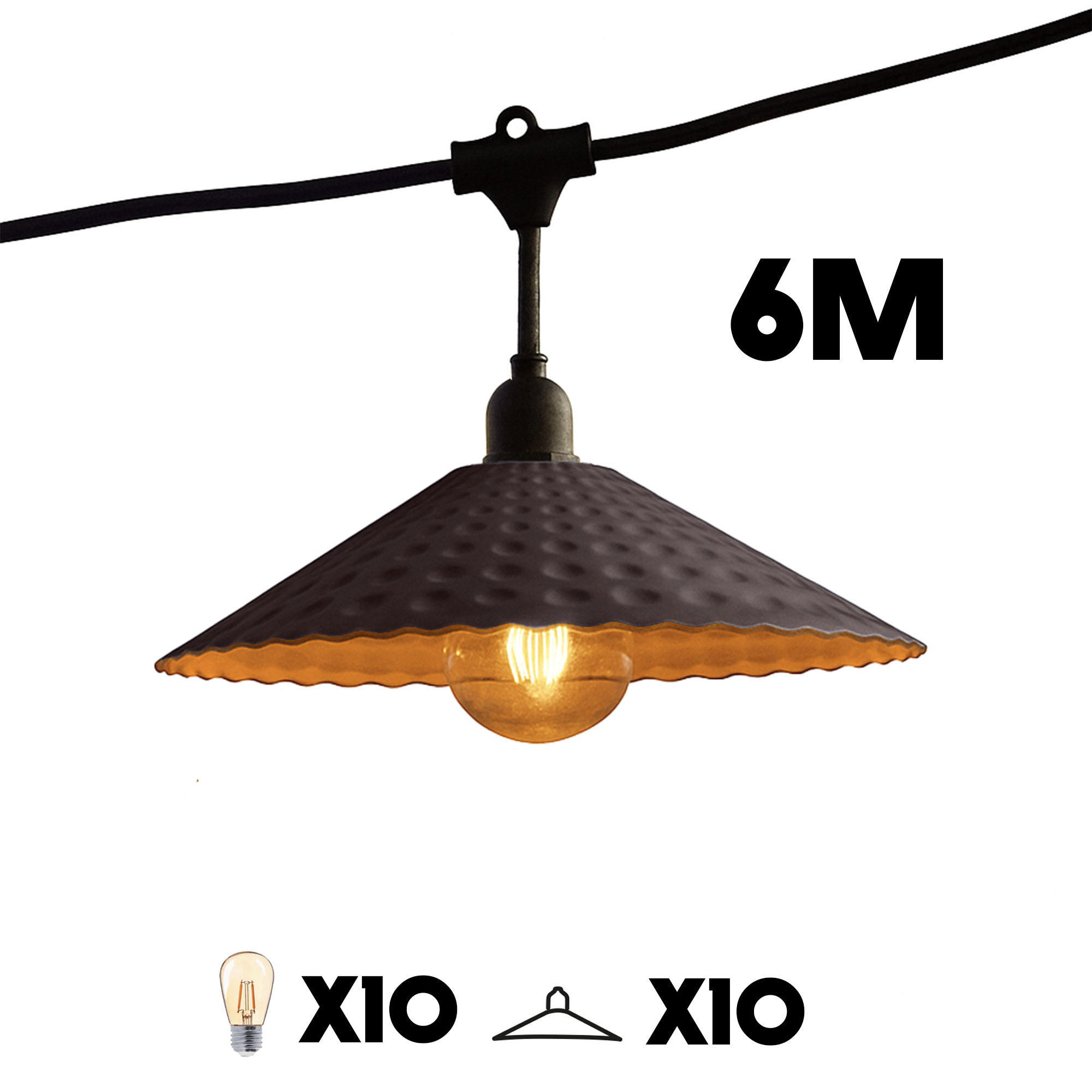 LICHTERKETTE VINTY schwarz - Schwarz, Metall (600cm) - Lumisky
