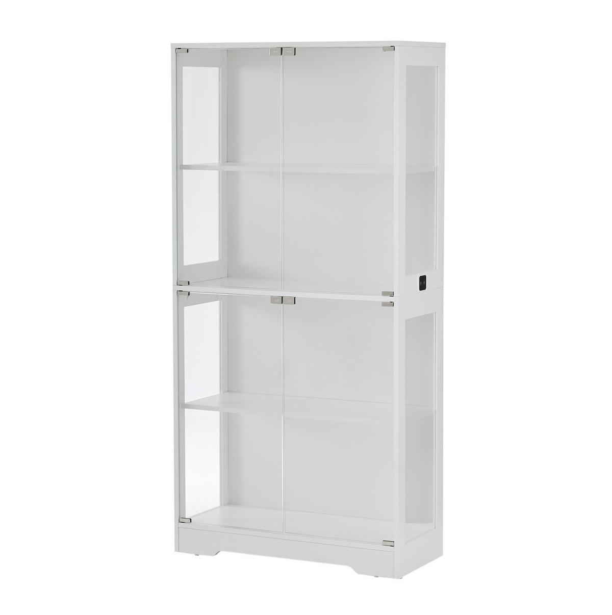 VITRINE 80/35/165 cm aus MDF und Glas mit LED-Beleuchtung und Bewegungssensor Weiß - Weiß, Holzwerkstoff (80/165/35cm) - Modenvie