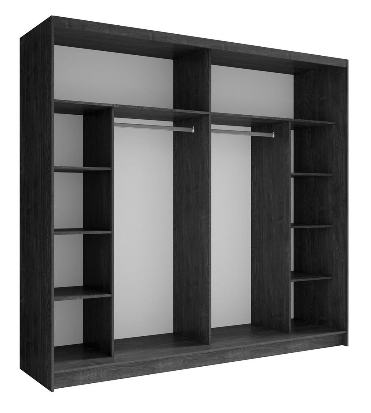 SCHWEBETÜRENSCHRANK Togo Portland Esche dunkel 230 / 62 / 215cm - Eschefarben/Schwarz, Holz/Holzwerkstoff (230/215/62cm) - Feldmann-Wohnen