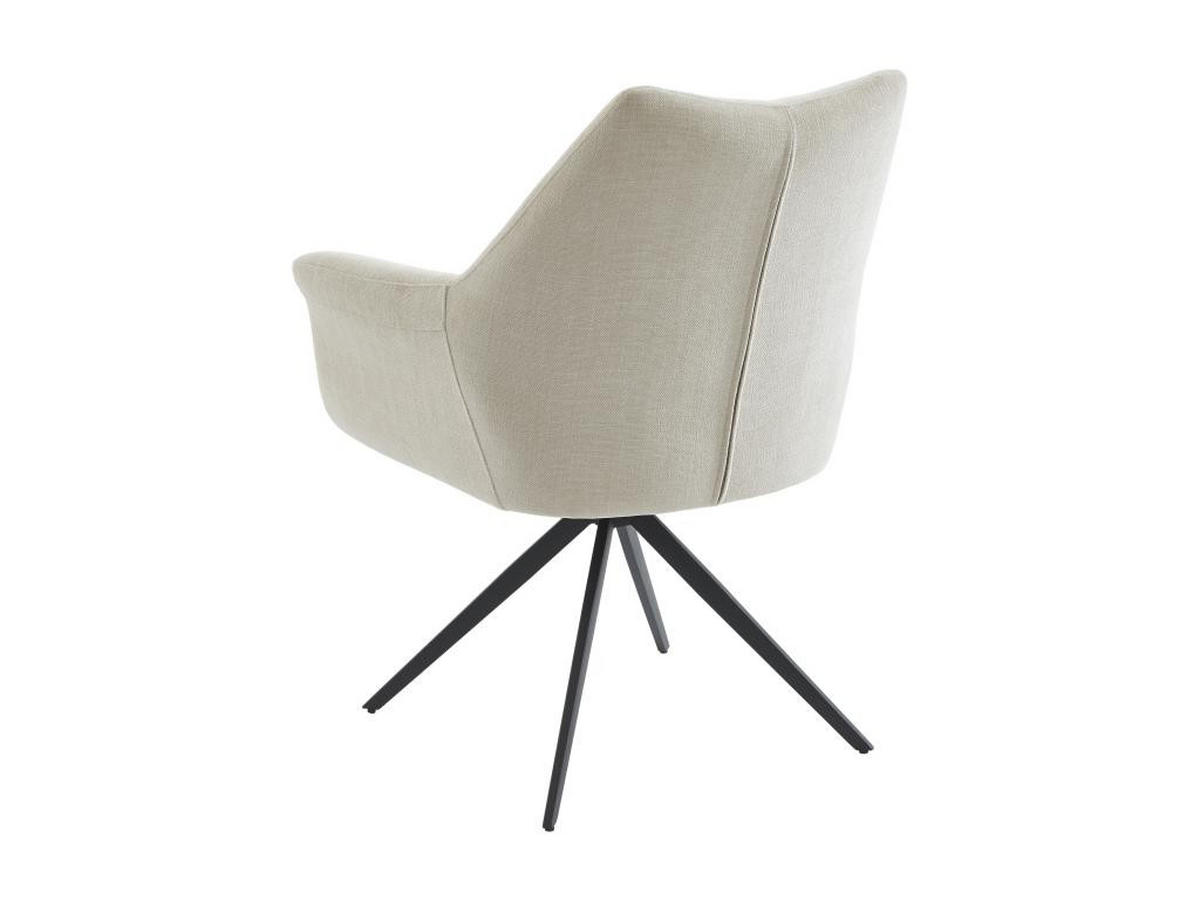 STUHL mit Armlehnen 2er-Set - Stoff & schwarzes Metall - Beige - KARDESA - Beige, Textil (68.5/91/68.5cm) - Vente-Unique