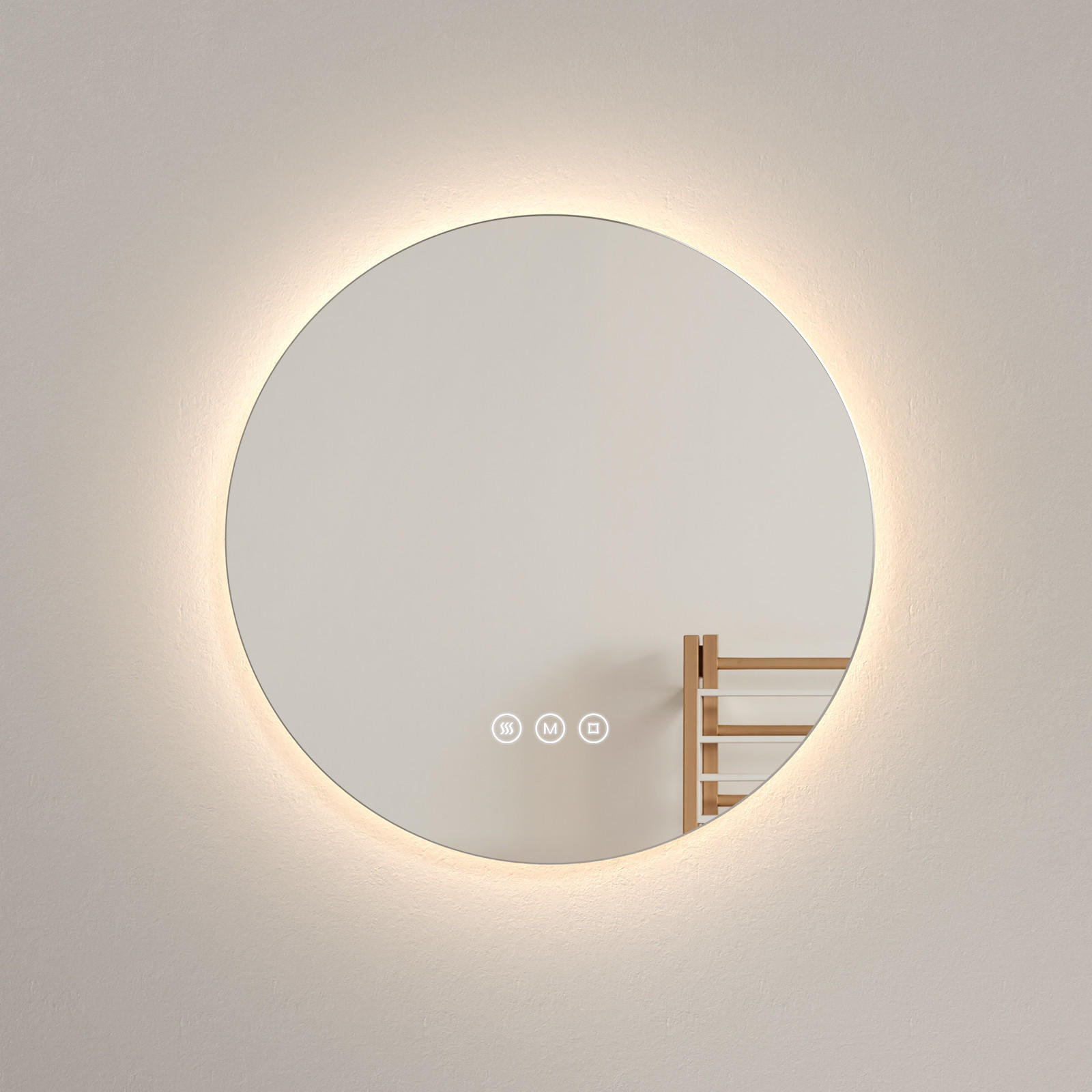 BADSPIEGEL rund mit Beleuchtung rahmenlos Ø50 cm - Weiß, Glas (50/3.5/50cm) - EMKE