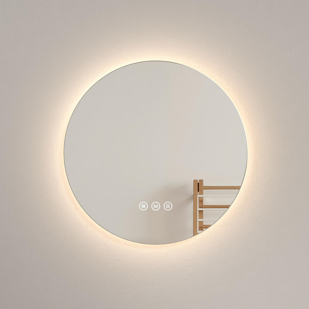 BADSPIEGEL rund mit Beleuchtung rahmenlos Ø50 cm - Weiß, Glas (50/3.5/50cm) - EMKE