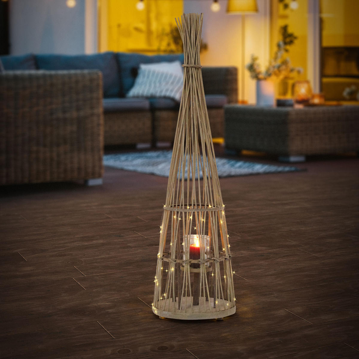 BAMBUSOVÁ LAMPION V: 110 cm, dřevěná barva, styl boho - přírodní, dřevo (31/110/31cm) - ECD-Germany