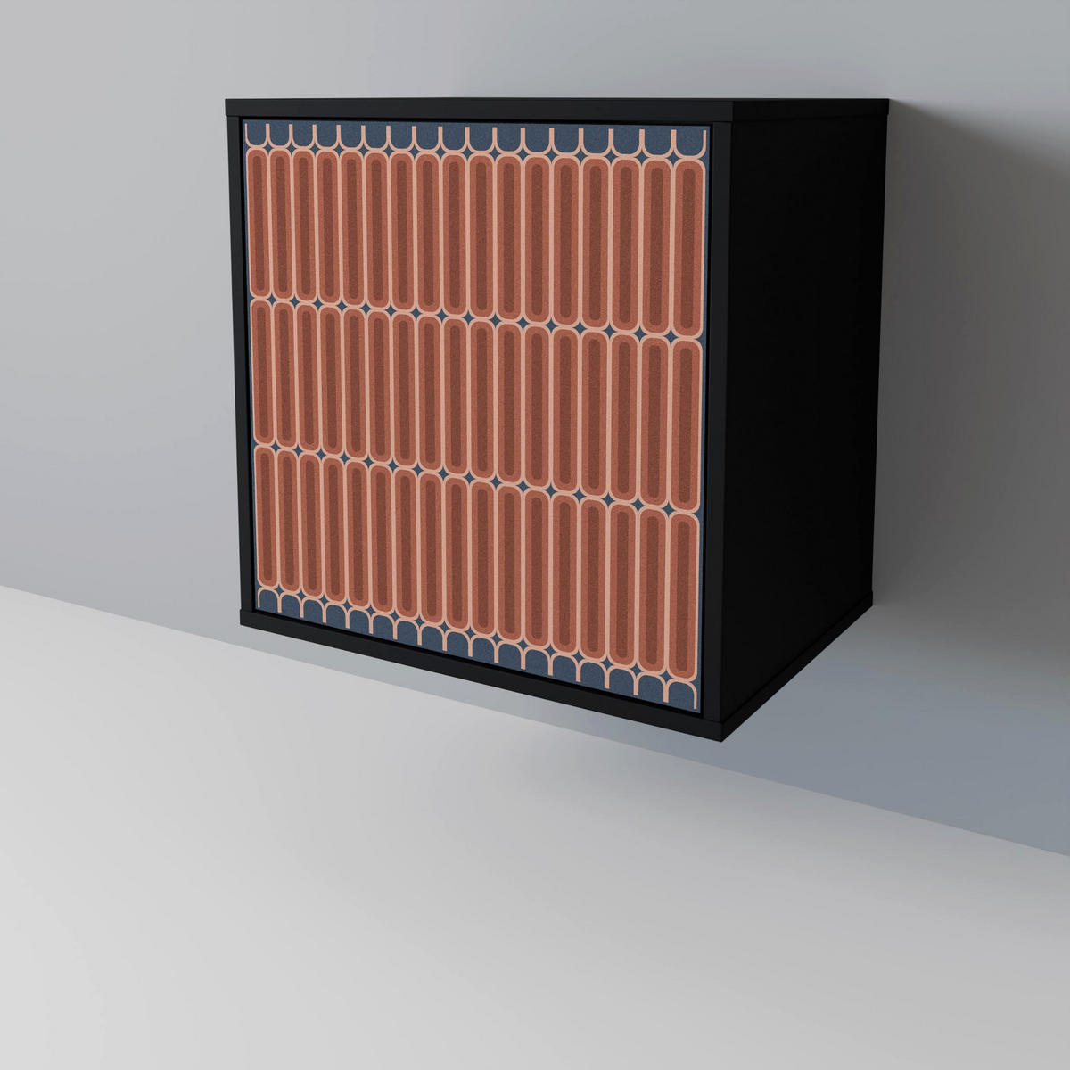 SIDEBOARD HYPNOTIC GATE, Schwarz, 57,5x42x75,5 cm, Goldfarbene Metallfüße - Goldfarben/Multicolor, Holzwerkstoff/Metall (57.5/75.5/42cm) - SpaceRebels