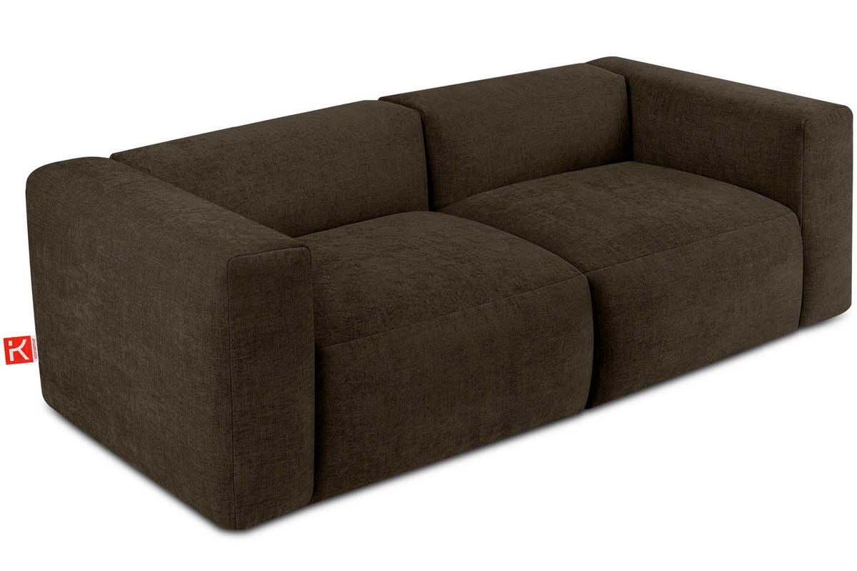 2,5-SITZER-MODULSOFA BUFFO mit extrem weicher und bequemer Sitzfläche, Gewebestoff, braun - Braun, Textil (250/73/96cm) - KONSIMO®