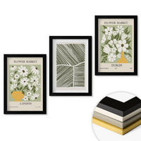 WANDBILDER 3er-Set - 20x30 cm Schwarzer Rahmen - Blumenmuster London Dublin - Schwarz, Kunststoff (20/30cm) - ArtPrintCave