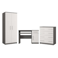 JUGENDZIMMER-SET OLMO I 3-teilig Weiß/Grau - Weiß/Grau, Holzwerkstoff (270/192/50cm) - Deine Möbel 24