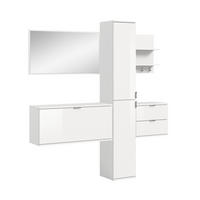 GARDEROBENKOMBINATION 4tlg. Projekt X Garderobe in weiß Nb. und weiß hochglanz B/H/T: 174x193x34 cm - Weiß, Holzwerkstoff (174/191/37cm)