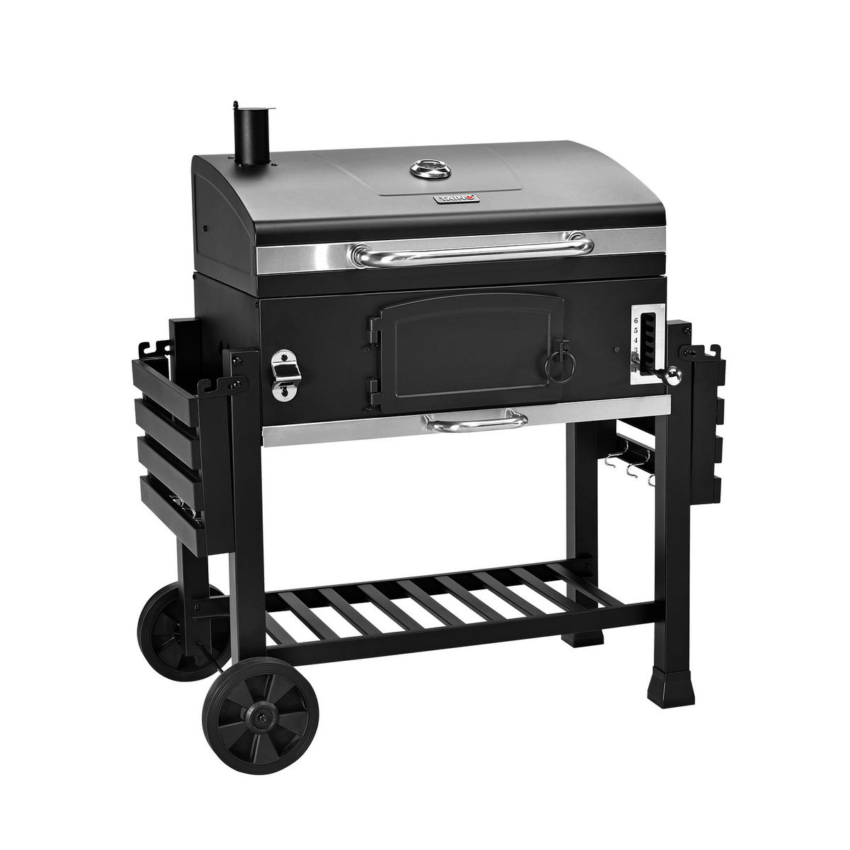 HOLZKOHLEGRILL und Smoker HERO XXL - Schwarz, Metall (142/111/46cm) - TAINO