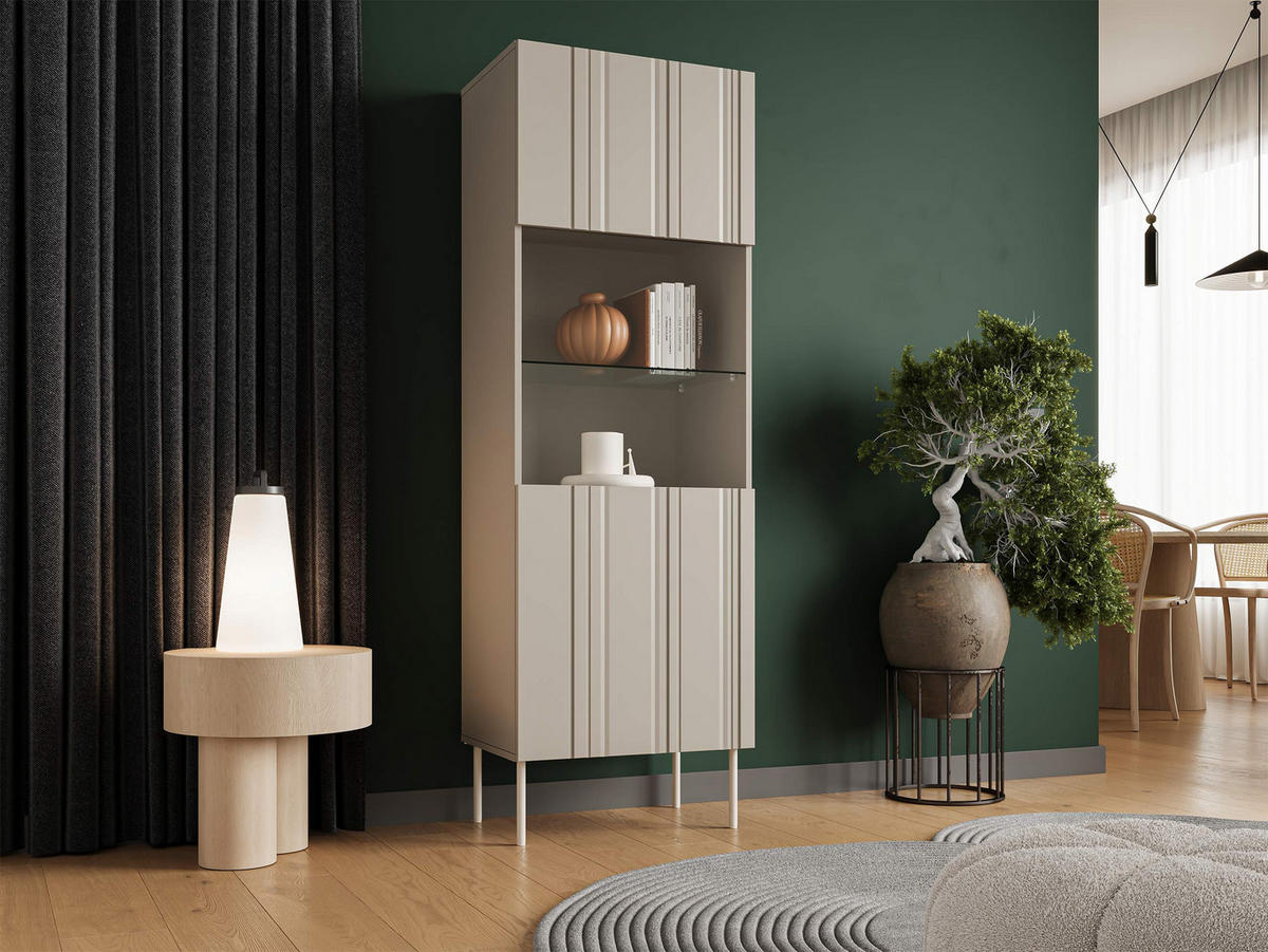 VITRINE Isla 60 - Beige, Holzwerkstoff/Metall (60/180/42cm) - MIRJAN24