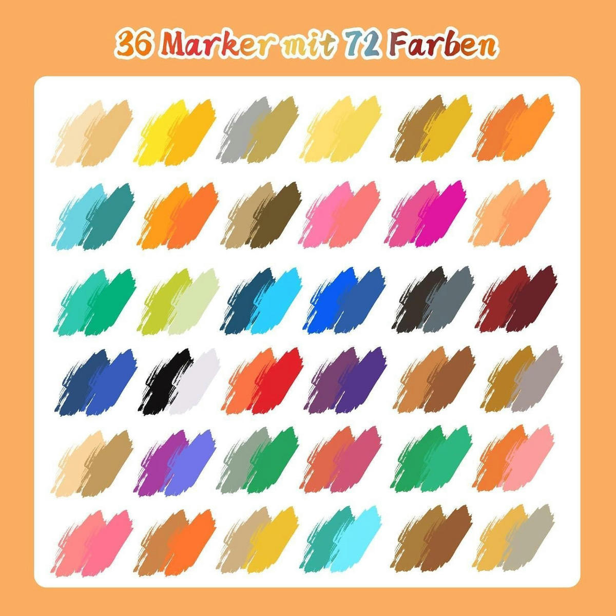 ACRYLSTIFTE 36er Set 72 Farben Doppelspitze - Multicolor, Kunststoff (1/1/17.5cm)