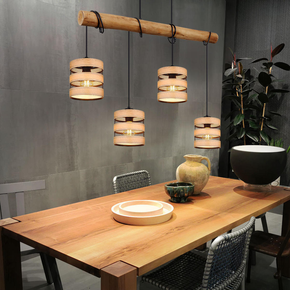 HÄNGELEUCHTE Soeni Holz Braun - Braun, Holz (85/15/120cm) - Globo Lighting