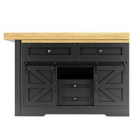 KÜCHENINSEL DE-38578 ausziehbar 120-197 cm 360° drehbar Eichenoptik - Schwarz, Holzwerkstoff (120/72/40cm) - ComfortXL