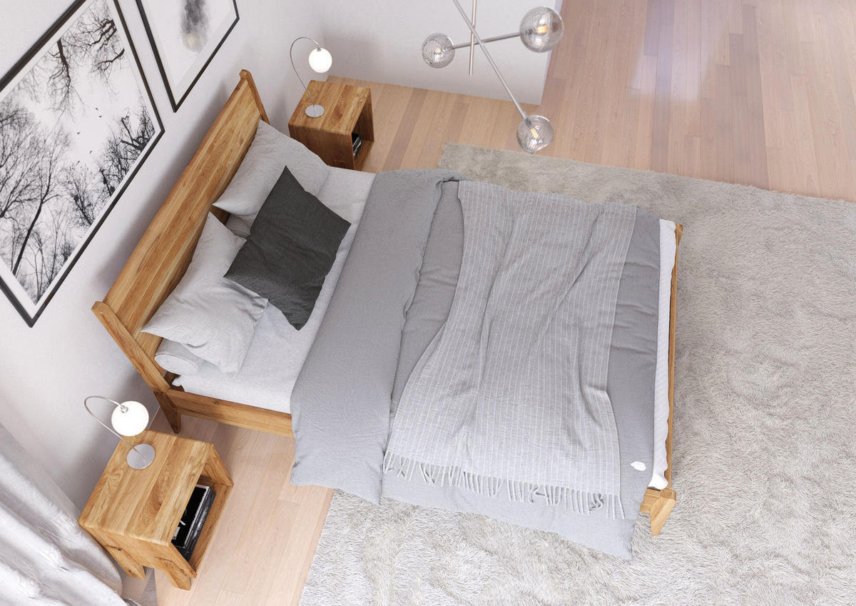 MASSIVHOLZBETT Radom 180/200 in Naturfarben, Eiche-lackiert - Eichefarben, Eichenholz/Holz (180/200cm) - Visby