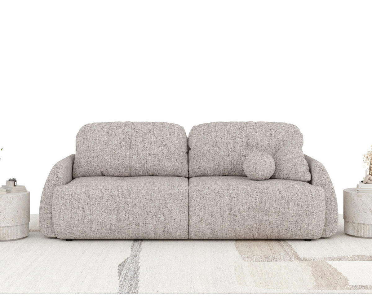 SCHLAFSOFA Loca Hellbraun Webstoff - Hellbraun/Schwarz, Holz/Holzwerkstoff (248/92/103cm) - Maison de Reve
