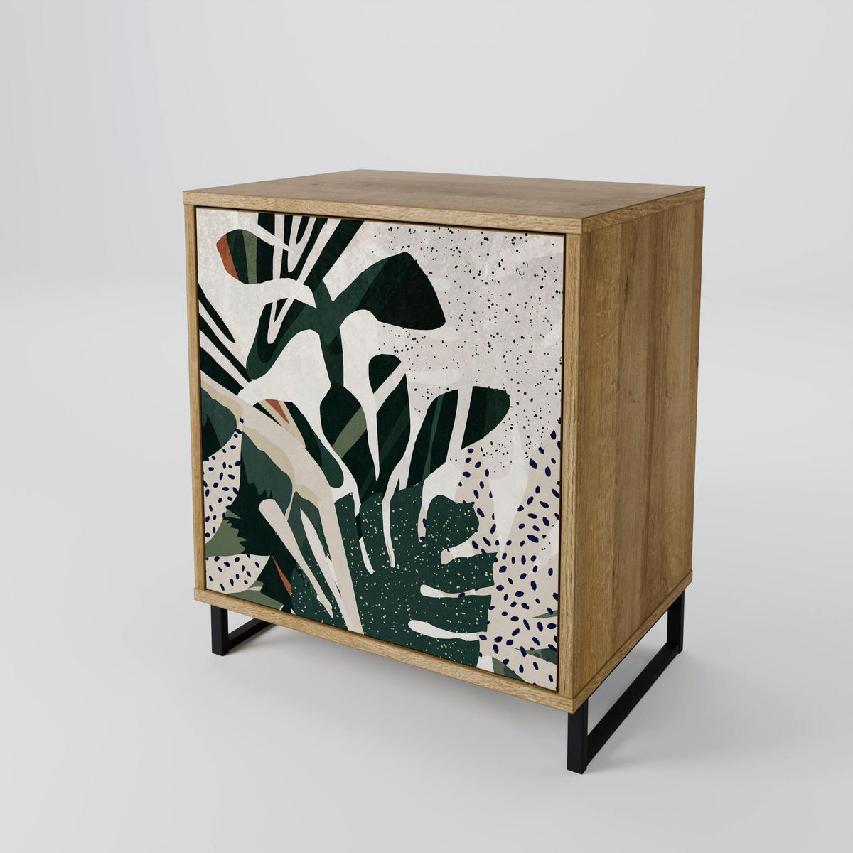SIDEBOARD VERDURE FORMATION, Eichefarben, 57,5x42x77,5 cm, Schräge Buchenholzfüße - Eichefarben/Buchefarben, Holzwerkstoff/Buchenholz (57.5/77.5/42cm) - SpaceRebels