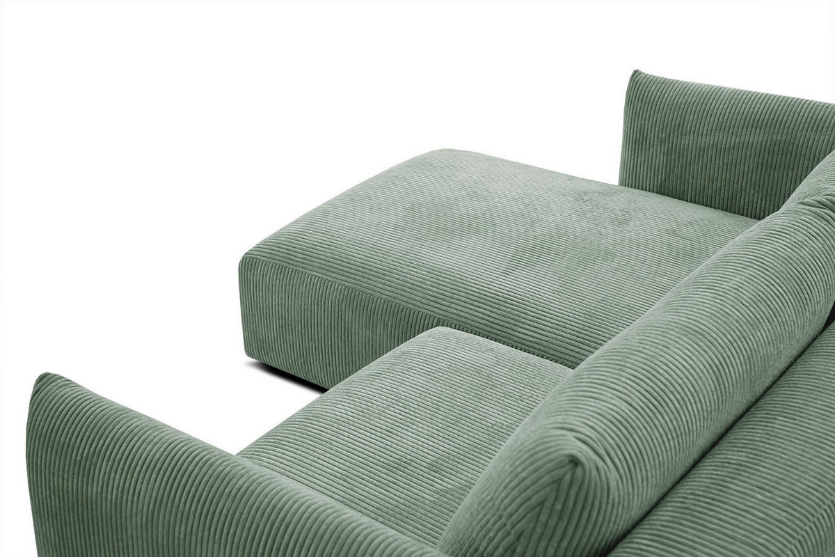 ECKSOFA TAUER 3-Sitzer, mintgrün - Schwarz/Mintgrün, Holzwerkstoff/Kunststoff (173/206cm) - Courtois Laville