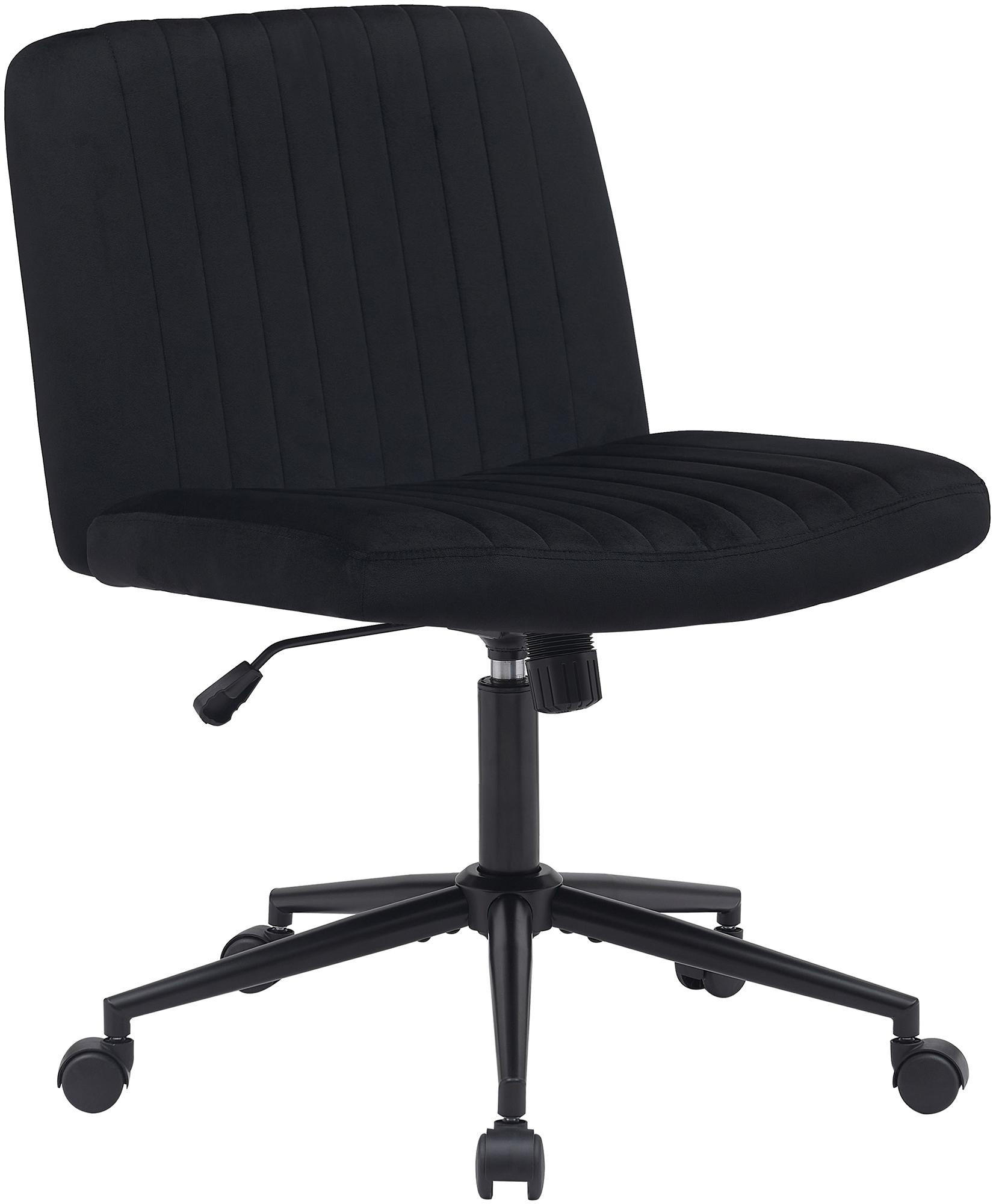 DREHSTUHL Samt schwarz - Schwarz, Textil/Metall (62/86/65cm) - CLP