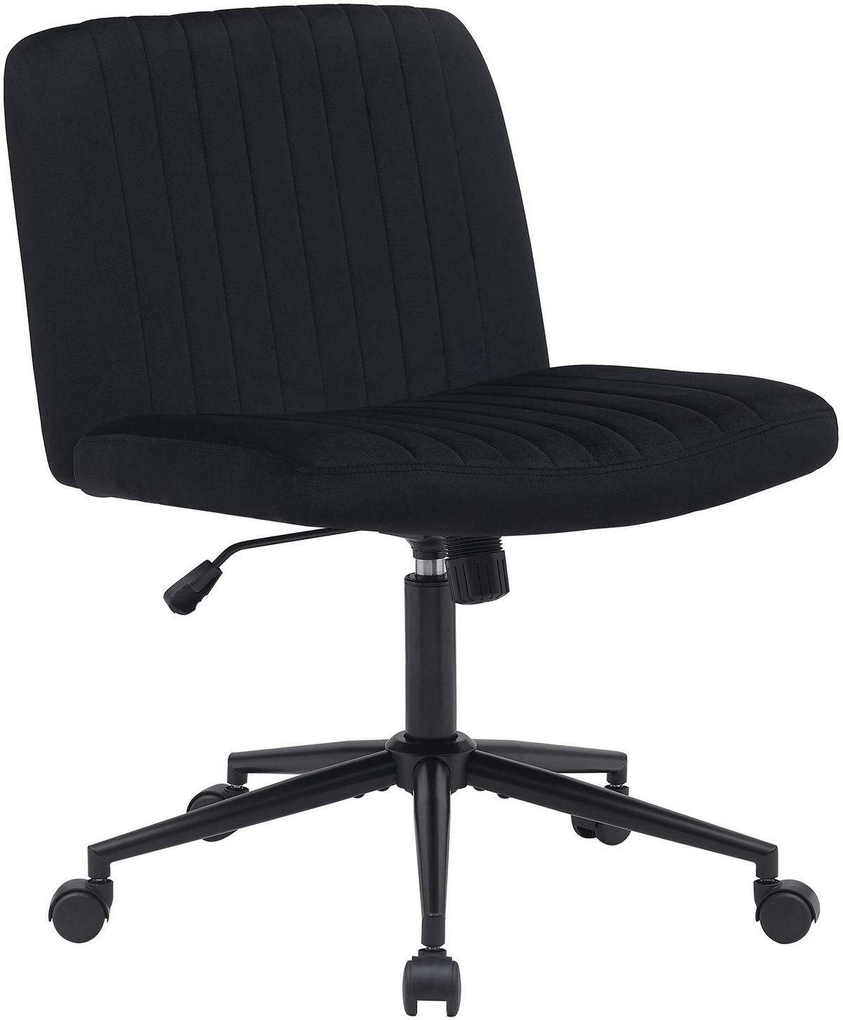 DREHSTUHL Samt schwarz - Schwarz, Textil/Metall (62/86/65cm) - CLP