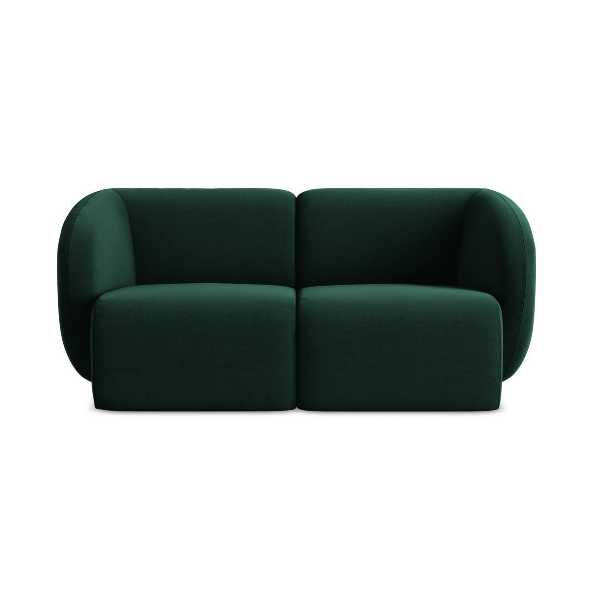 2-SITZER-SOFA Samt Stoff Grün - Dunkelgrün/Schwarz, Holzwerkstoff/Kunststoff (174/75/94cm) - LaMiaSofa