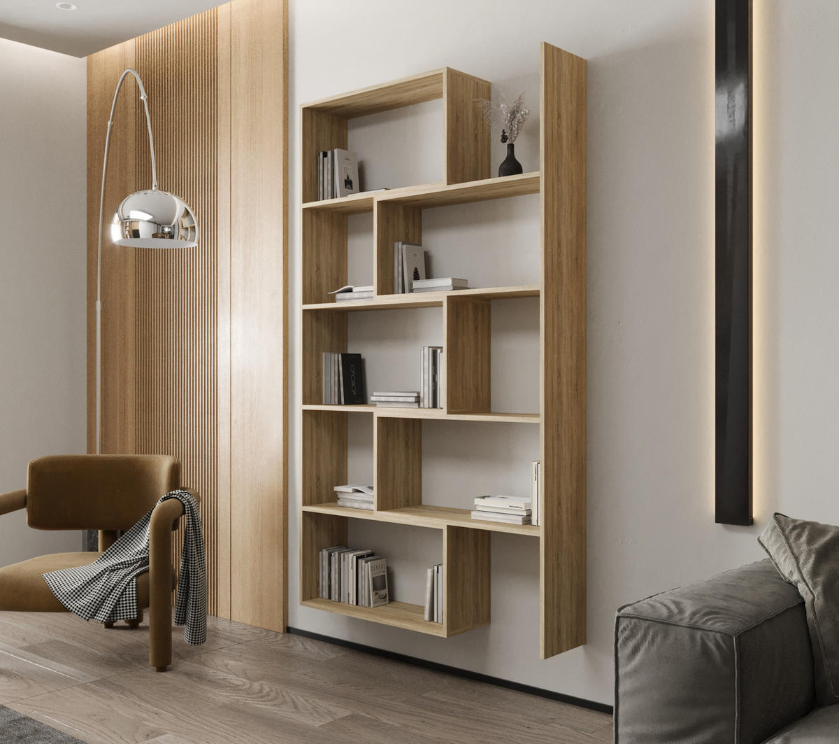 WANDREGAL LK 188 125 x 188 x 33 cmcm aus Holz in Hellbraun - Hellbraun, Holzwerkstoff (125/188/33cm) - O-Sofa