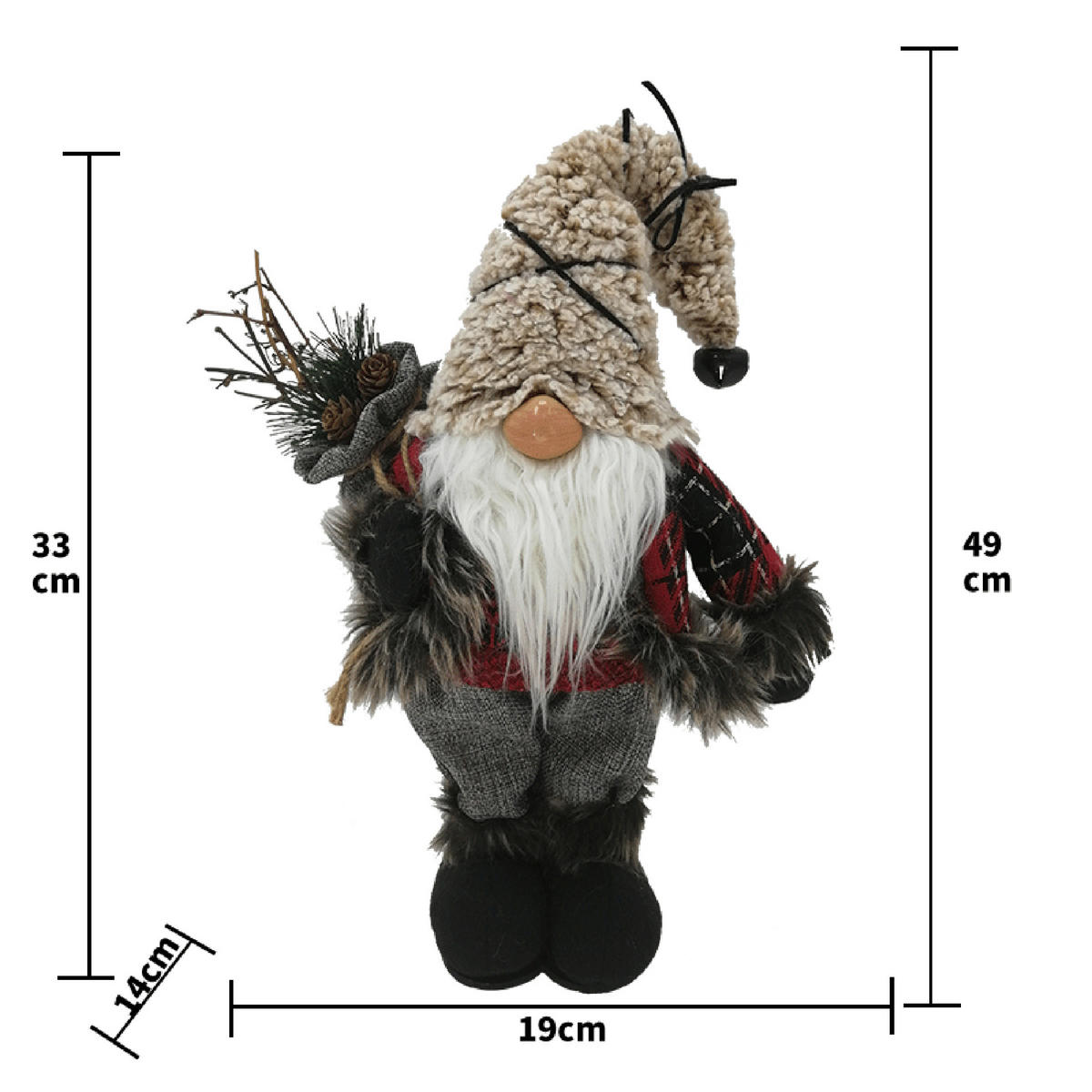 WEIHNACHTSMANN GNOM Grau 14/19/33 cm - Grau, Textil (14/33/19cm) - Mobili Rebecca