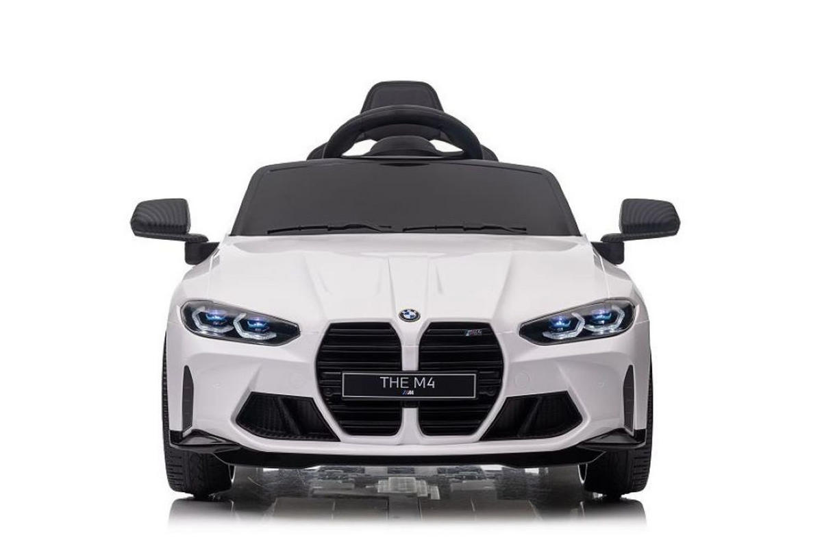 KINDER ELEKTROAUTO BMW M4 weiß EVA-Reifen, Kunstledersitz, lizenziert, 2x 35 Watt Motoren, 2 Motoren - Schwarz, Kunststoff (110/74/49cm) - Es-Toys