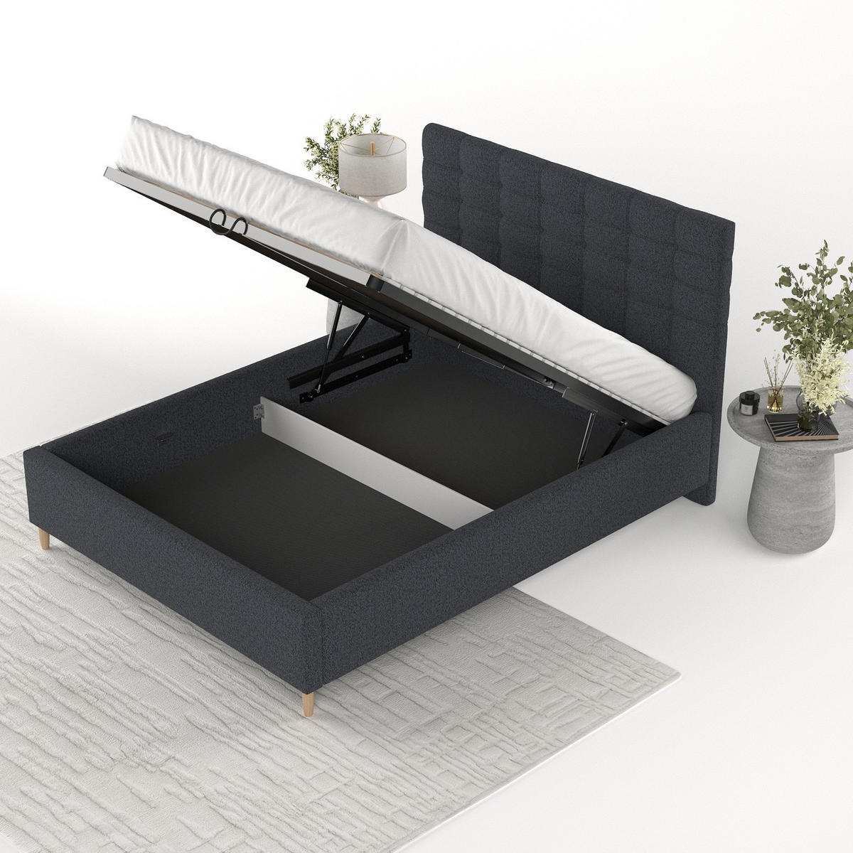 POLSTERBETT Soma 120/200 cm Anthrazit im Riva Stoff - Anthrazit/Naturfarben, Holz/Holzwerkstoff (120/200cm) - AltaBeds