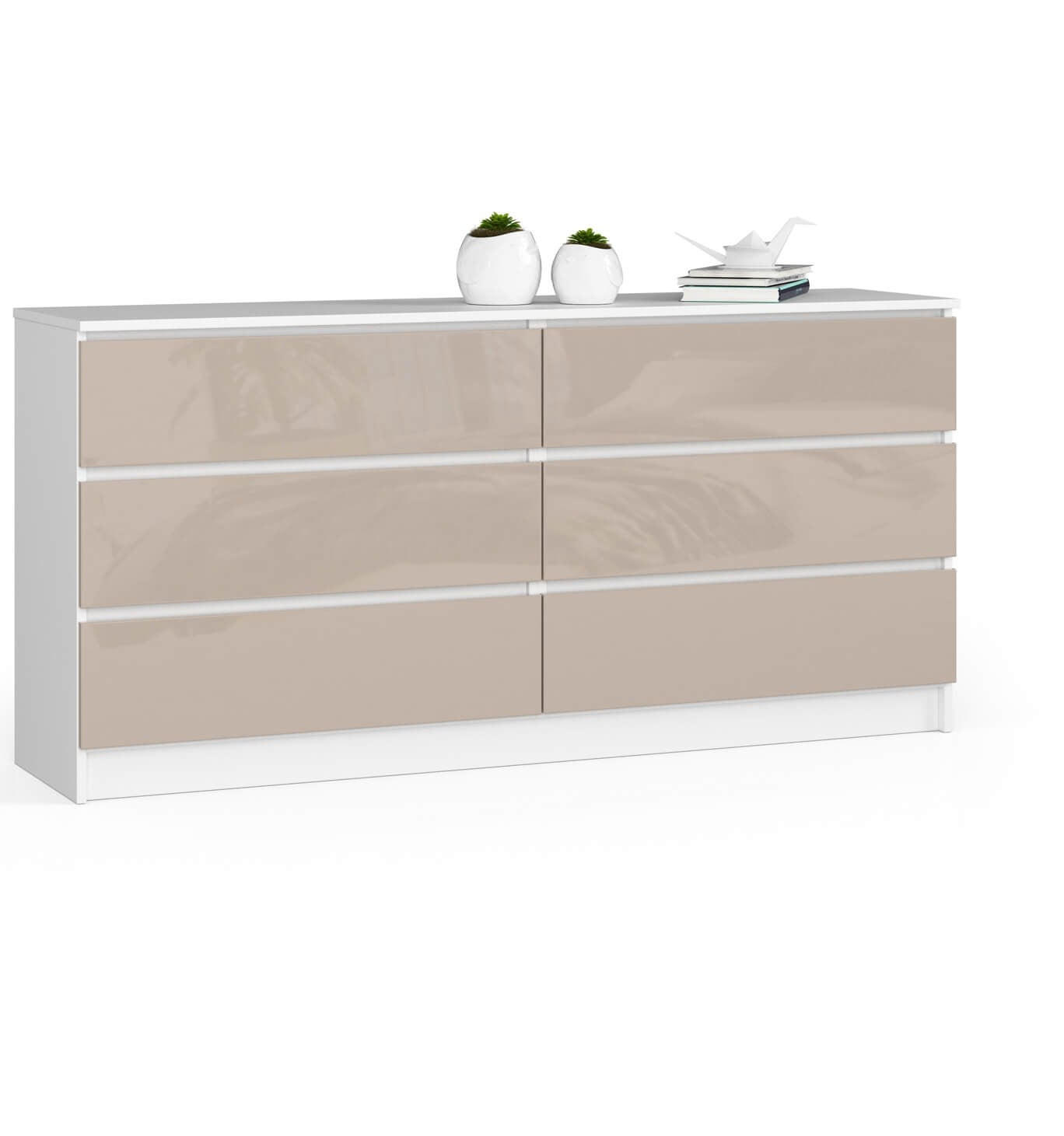 KOMMODE Weiß, Cappuccino Glanz 77/160/40 - Weiß, Holzwerkstoff (160/77/40cm) - RAUMHIRSCH FURNITURE