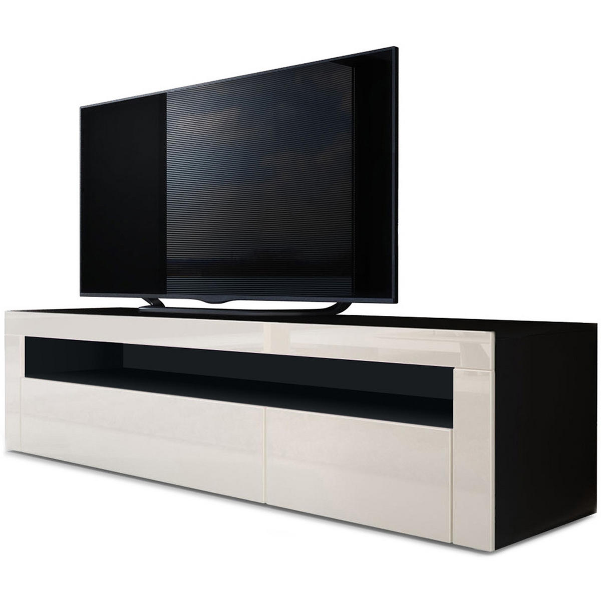LOWBOARD Valencia Creme Hochglanz / Creme Hochglanz - Creme, Holzwerkstoff (155/46/40cm) - Vladon