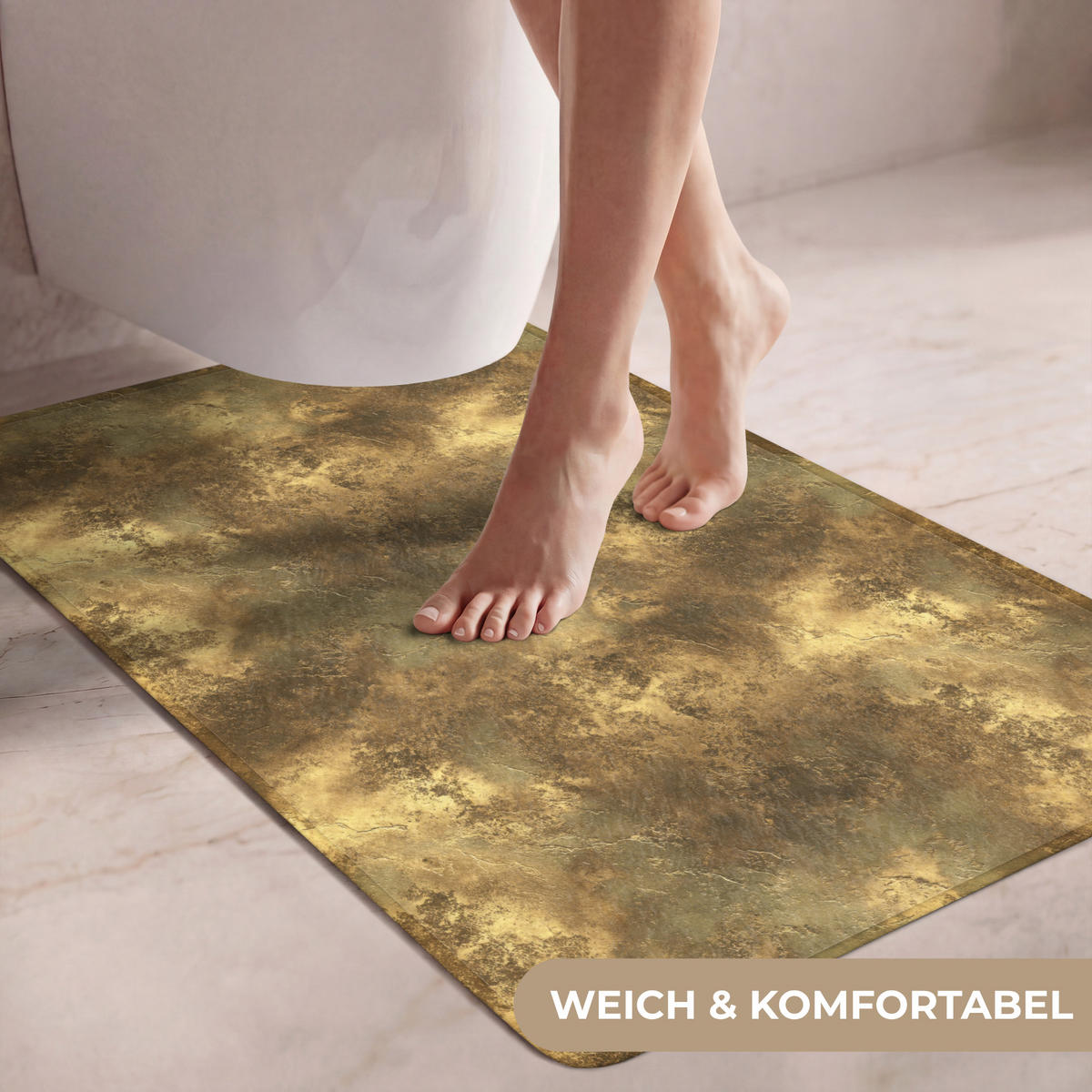 WC PŘEDLOŽKA Antique - metalický vzhled - Gold 60x90 cm - zlatá, textil/plast (60/1cm) - OnlyWow