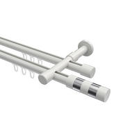 INNENLAUF-GARDINENSTANGEN-SET Prestige Mavell 160 cm, 2-läufig, 20 mm Ø Weiß - Chromfarben/Weiß, Metall (160cm) - INTERDECO