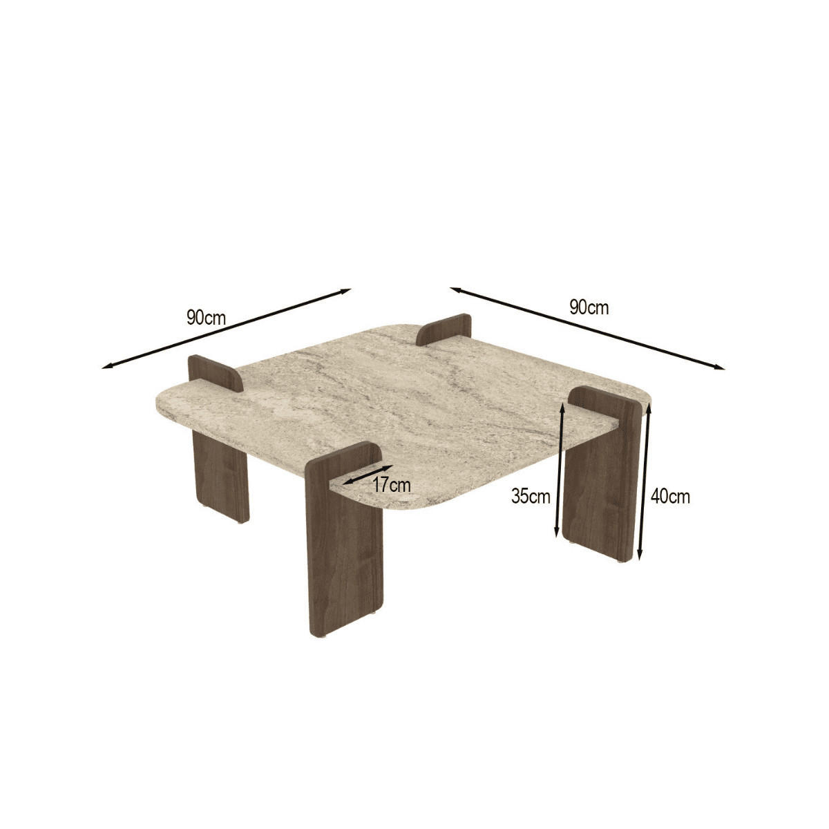 COUCHTISCH mit quadratischer Tischplatte 90/90/35 cm - Eichefarben, Holzwerkstoff (90/90/35cm) - Calicosy