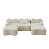 WOHNLANDSCHAFT Beige 288/167/70 cm 3-Sitzer Modular mit 2 Hockern - Beige, Textil (288/70/167cm) - PANGIVO