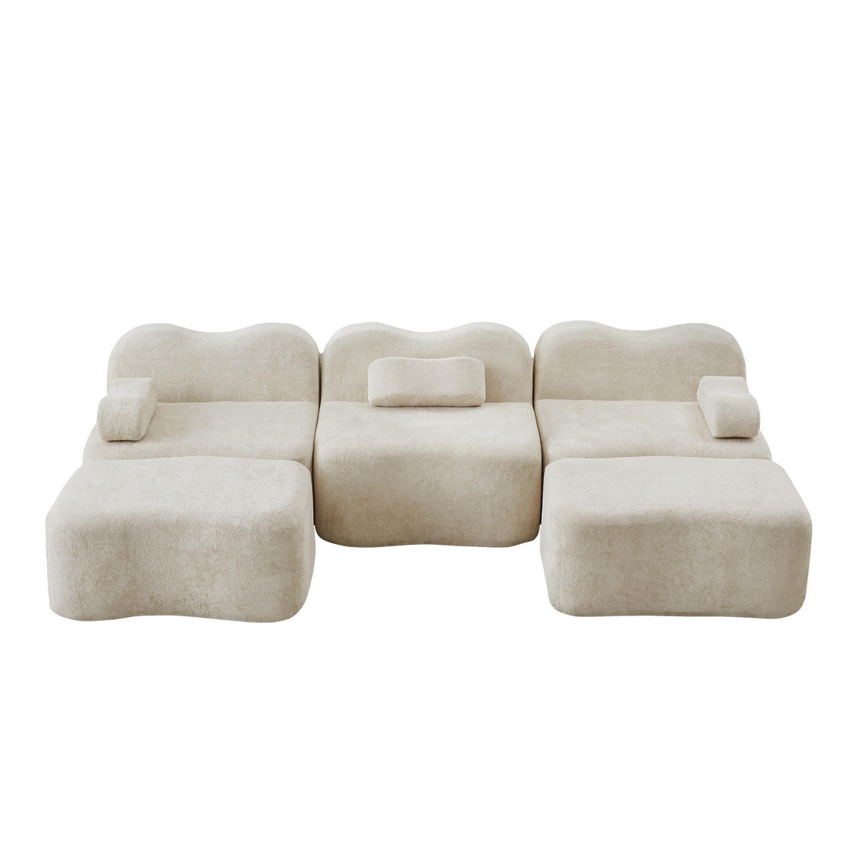 WOHNLANDSCHAFT DE-34348 3-Sitzer mit 2 Ottomans Beige - Beige, Textil (167/70/288cm) - ComfortXL