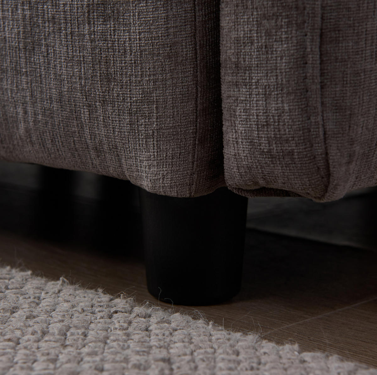 ECKSOFA modular 3-Sitzer Chenille Grey mit Hocker - Grau, Textil (154/267cm) - Meubliv