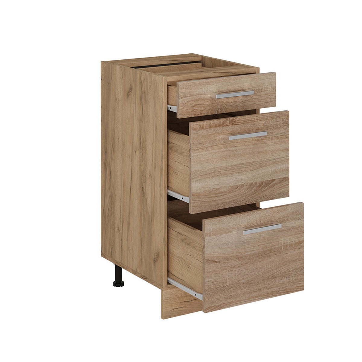 KÜCHENUNTERSCHRANK R-Line Sonoma 40 cm mit Schubladen, AP Marmor - Honigeiche/Eiche Wotan, Holzwerkstoff (40/81.6/60cm) - Vicco