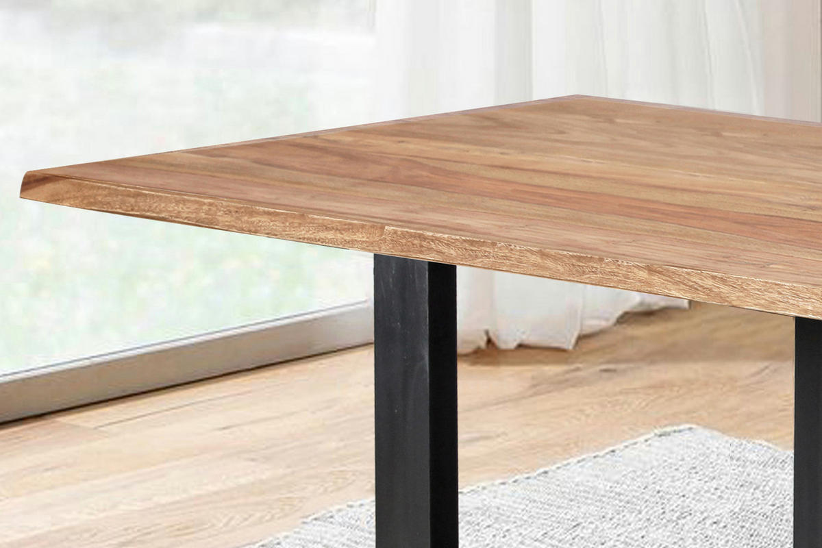 ESSTISCH MAREK - Beige/Schwarz, Holz/Metall (100/200/77cm) - SAM