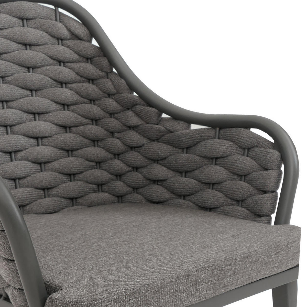 GARTENSTUHL 2er-Set aus Aluminium HxBxT 84x59x63cm Sitzhöhe 46cm Olefin (200 g/m²) Seilgeflecht Rope Anthrazit Kissen Dunkelgrau - Anthrazit, Metall (59/84/63cm) - PROREGAL