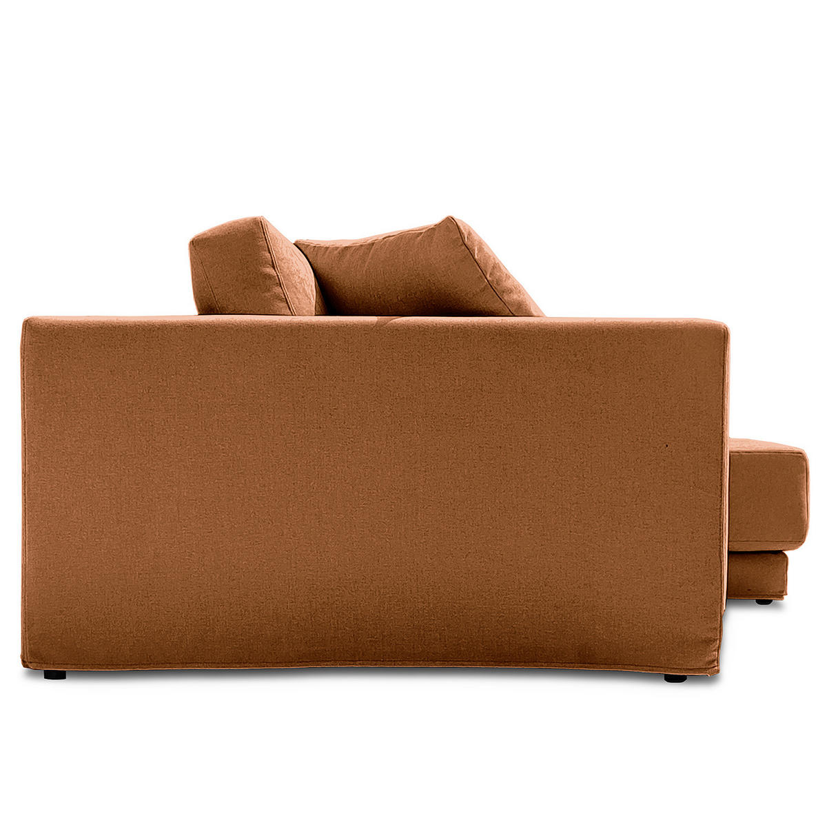 ECKSOFA mit Wechselbezug - Longchair, Webstoff - Schwarz/Kupferfarben, Kunststoff/Textil (260/155cm) - home24