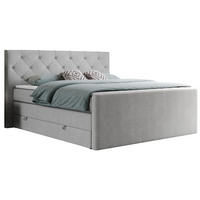 BOXSPRINGBETT KING VELEN 140/200 Hellgrau Struktur - H4 - Hellgrau, Holz/Textil (140/200cm) - MKS